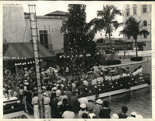 1936 Press Photo Coral Gables, Fla. Xmas tree at Grace Doherty party - Historic Images