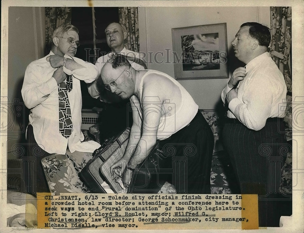 1947 Press Photo Toledo, Ohio, mayor L Roulet,WG Christensen,G Schoonmaker - Historic Images