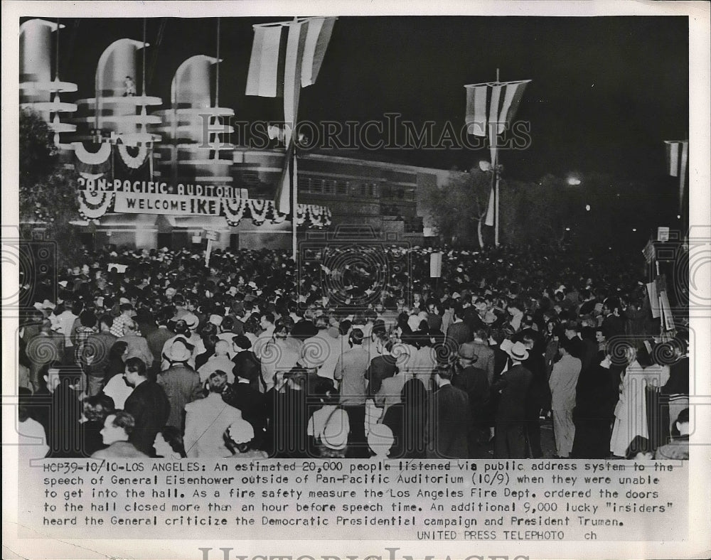 1952 Press Photo Shrine Auditorium crowds at Democrats convention - Historic Images