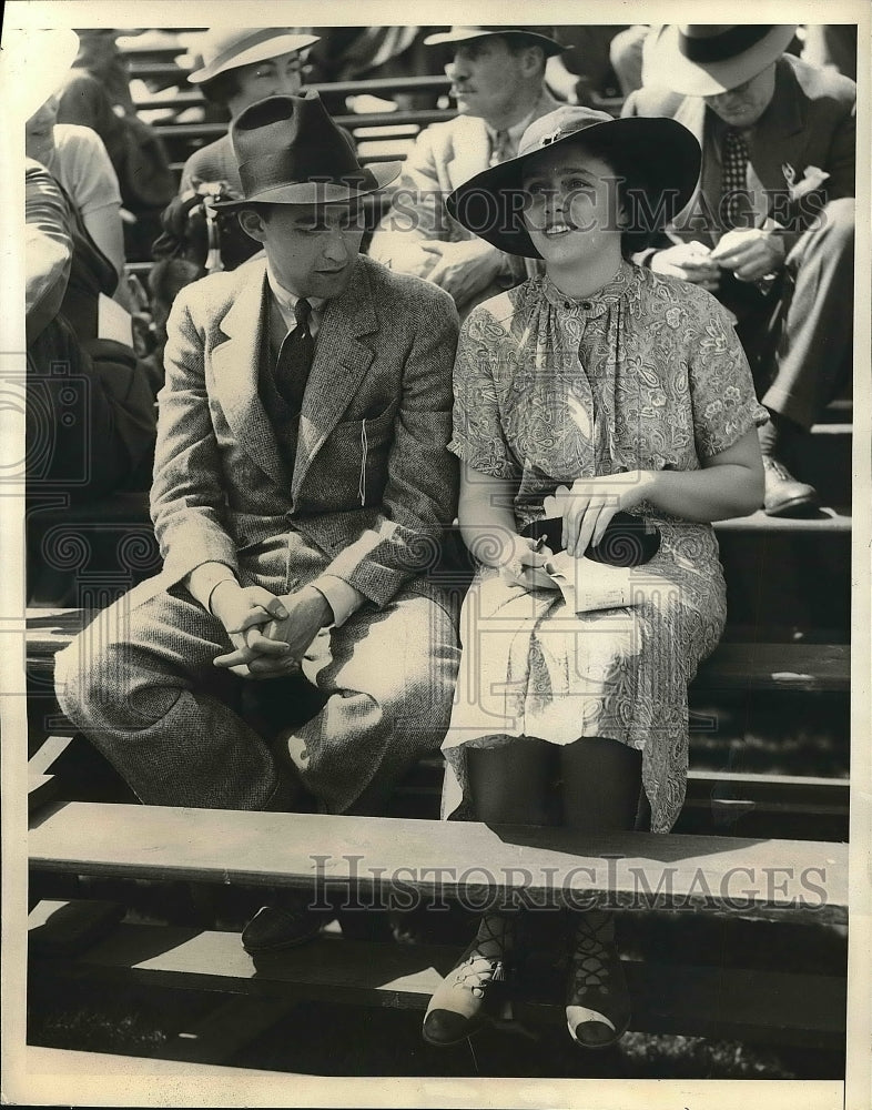 1936 Jack Fallon w/ Joan Belmont at Spring Meeting of the Rockaway - Historic Images