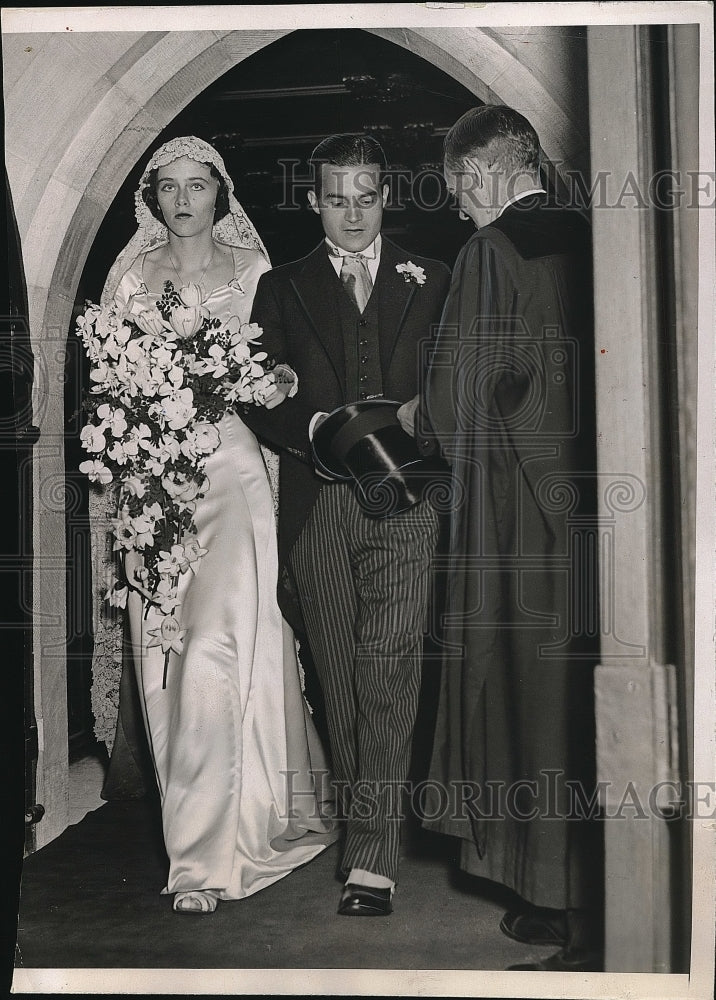 1937 Press Photo Ellsworth Bailey & his bride, Joan Belmont t St. John's-Historic Images