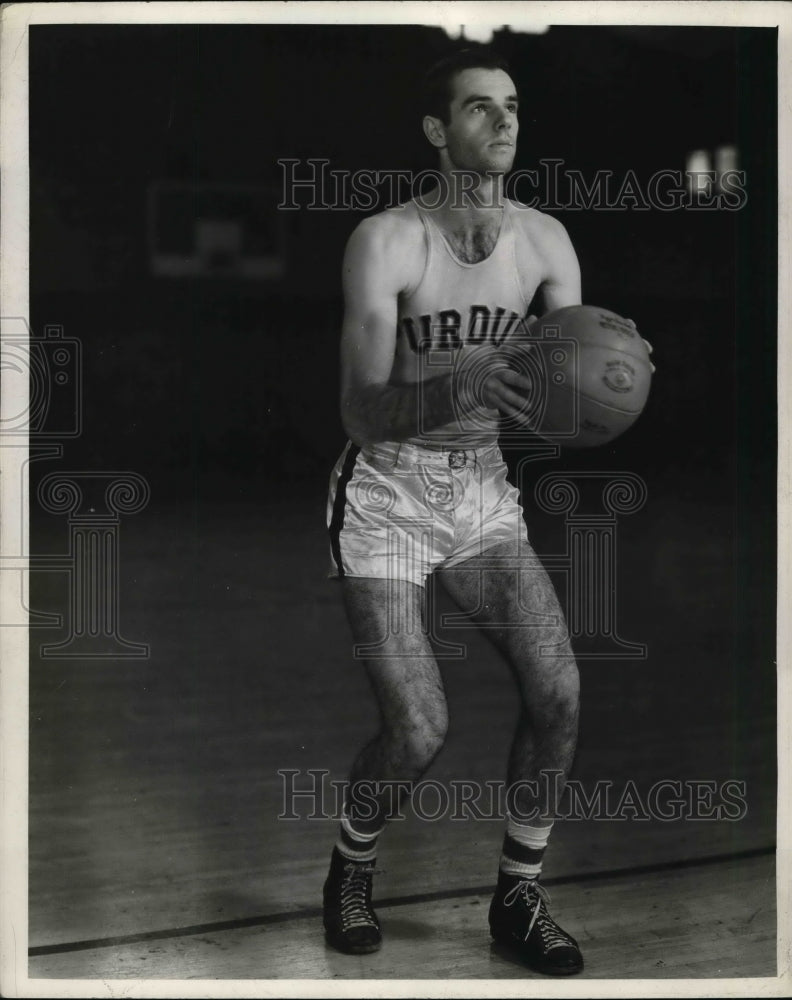 Purdue University Capt. Center Gene Anderson Holding Ball - Historic Images