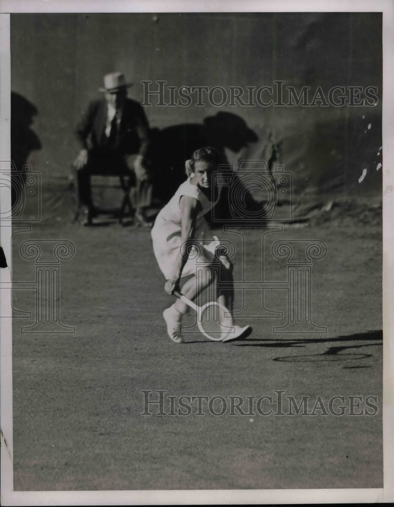 1937 Press Photo Mary Hardwick of Britain during Tennis Tournament. - Historic Images