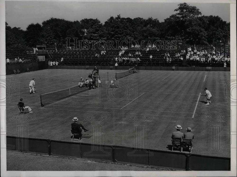 1938 Press Photo Brookline, Mass tennis, Adrian Quist vs Henner Hinkle - Historic Images