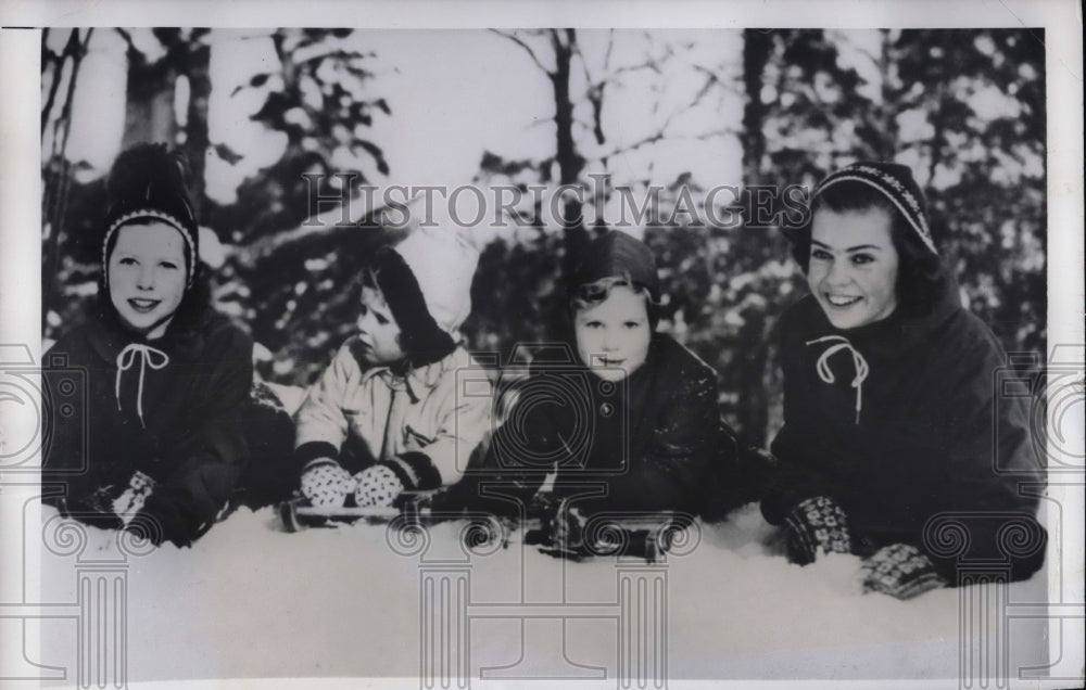 1950 Princesses Desiree of Sweden Anne Marie and Benedicte of - Historic Images