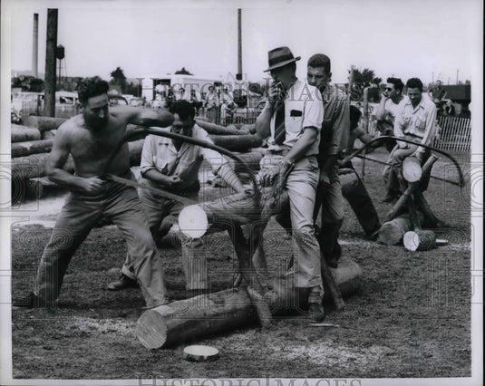 1959 Lumberjacks contest log Jamboree  - Historic Images
