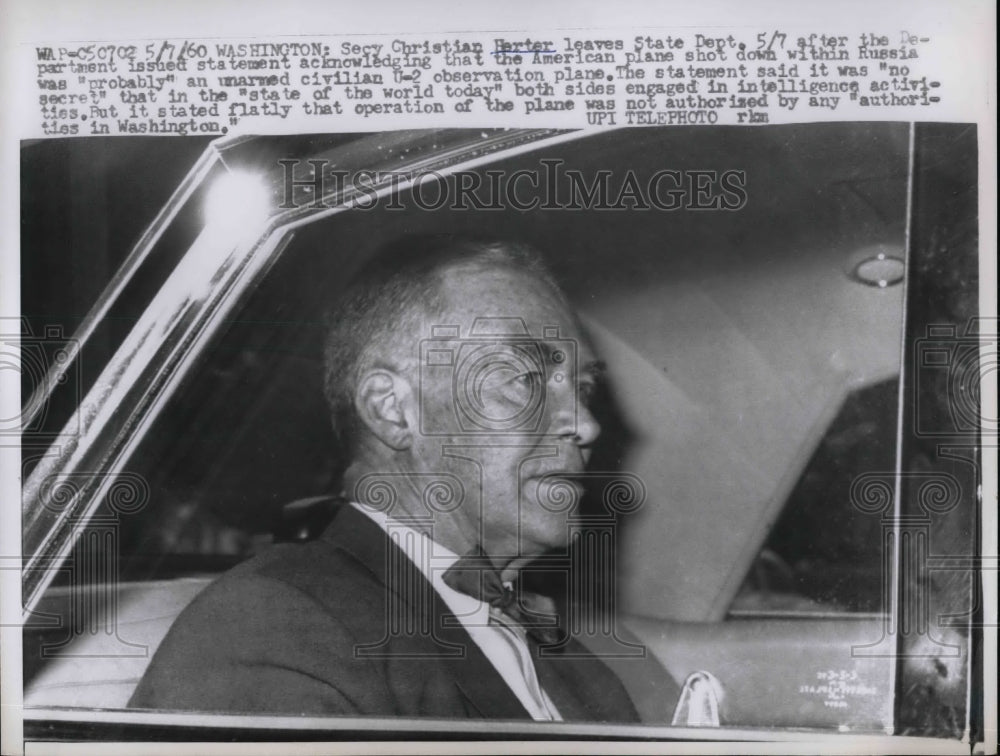 1960 Sec. Christian Herter leaving the State Department  - Historic Images