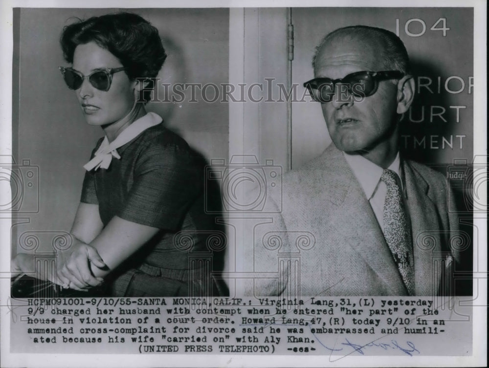 1955 Press Photo Alfred and Virginia Lang during court case - nea50610 - Historic Images
