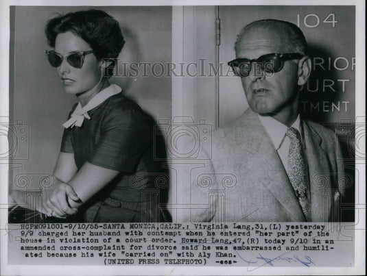 1955 Press Photo Alfred and Virginia Lang during court case - nea50610 - Historic Images