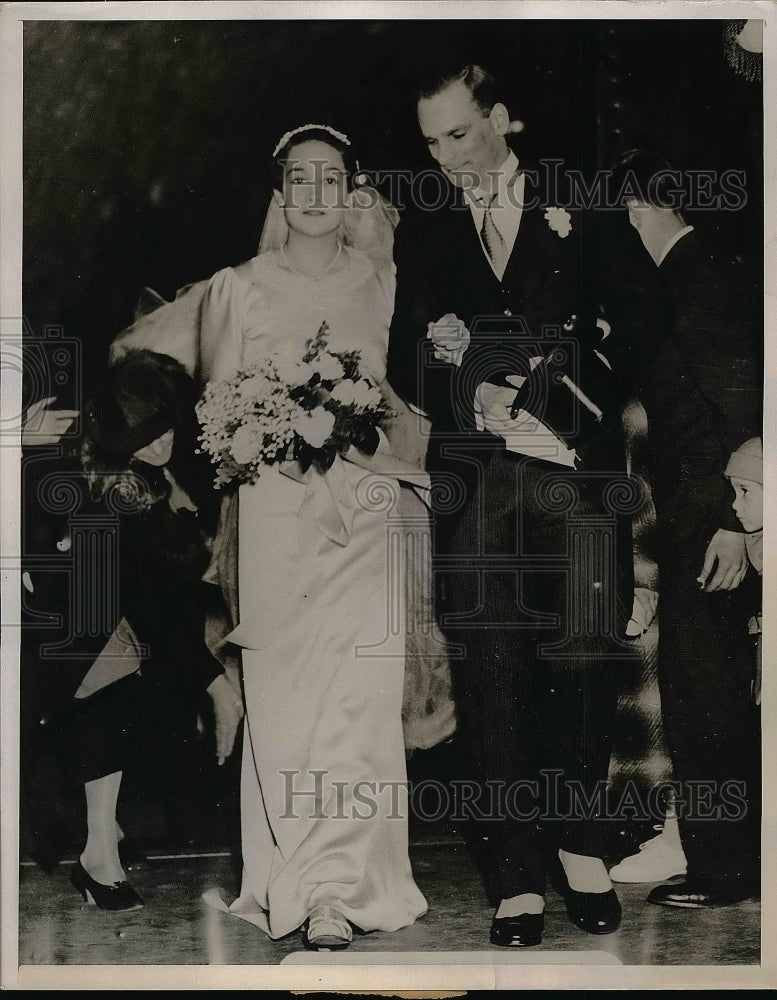 1936 Press Photo Gilliat DeGhequirre Schroder Jr weds Margaret Wood in Pa. - Historic Images