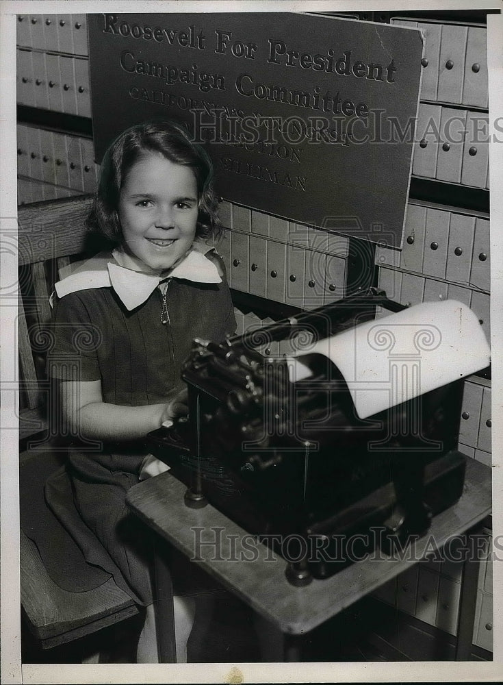 1936 Press Photo Dicta Silliman, Roosevelt campaign worker at age 6 - nea51039 - Historic Images