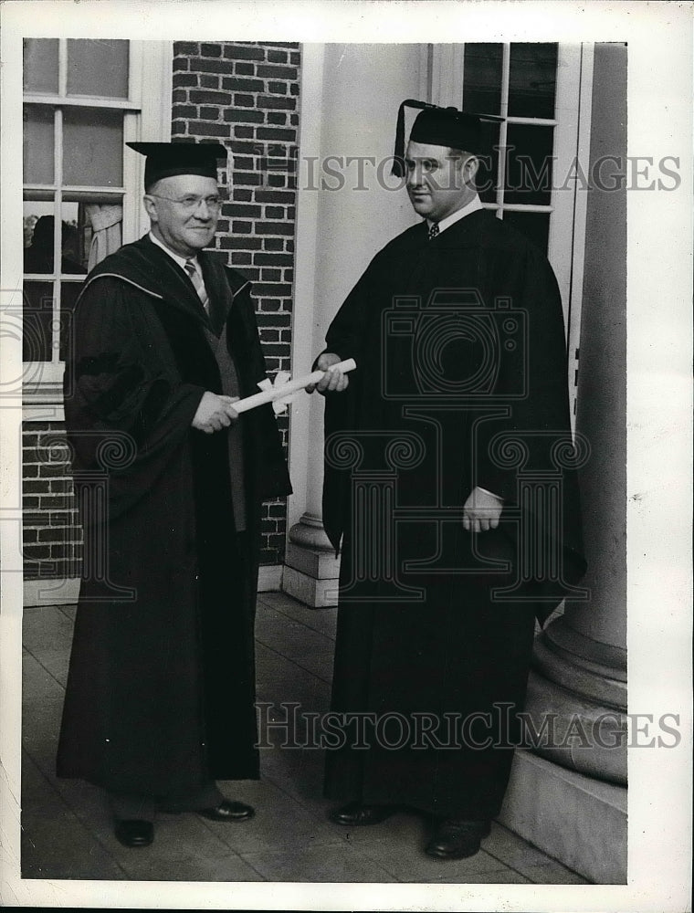 1941 Donald Kaiser Receiving Diploma from President Henry Hanos - Historic Images