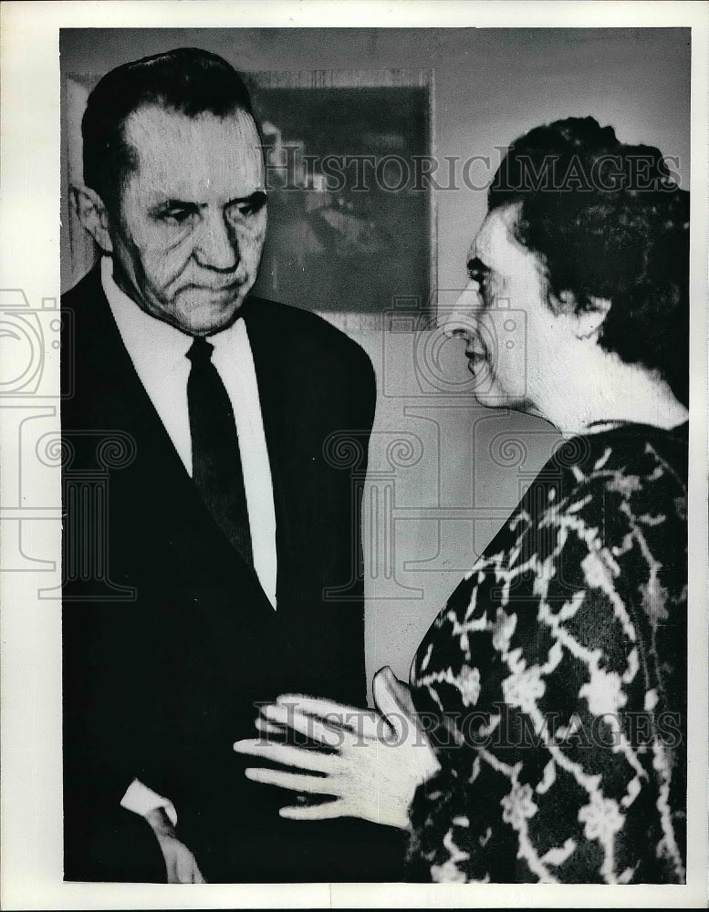1964 Press Photo Soviet Premier Alexei Kosygin Chats With India&#39;s Indira Ganghi - Historic Images