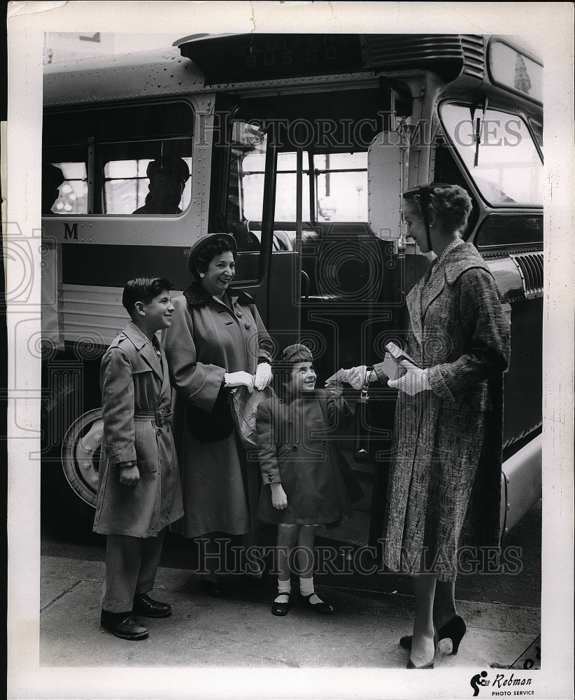 1955 1st Passenger On Halle's Free Express Bus Is Mrs. Albert Modica - Historic Images