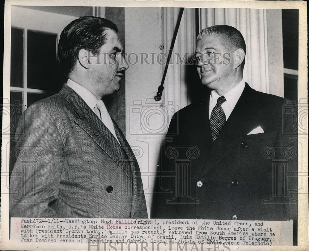 1949 UPI President Hugh Baillie &amp; UPI Correspondent Merriman Smith - Historic Images