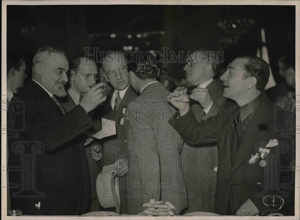 1937 Press Photo M. Bour and American wine merchants in Paris on Goodwill Tour - Historic Images