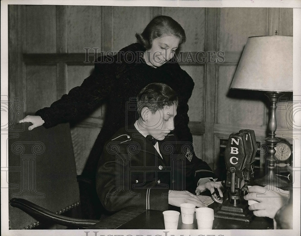 1938 Martin Marden Broadcasts While Mother Betty Looks On - Historic Images