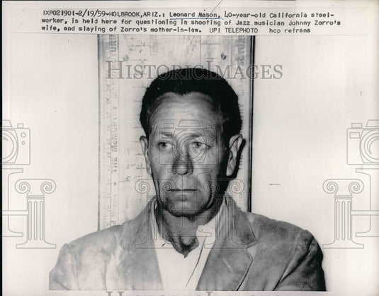 1959 Leonard Mason alleged in Shooting Jazz Artist Johnny Zarro wife - Historic Images
