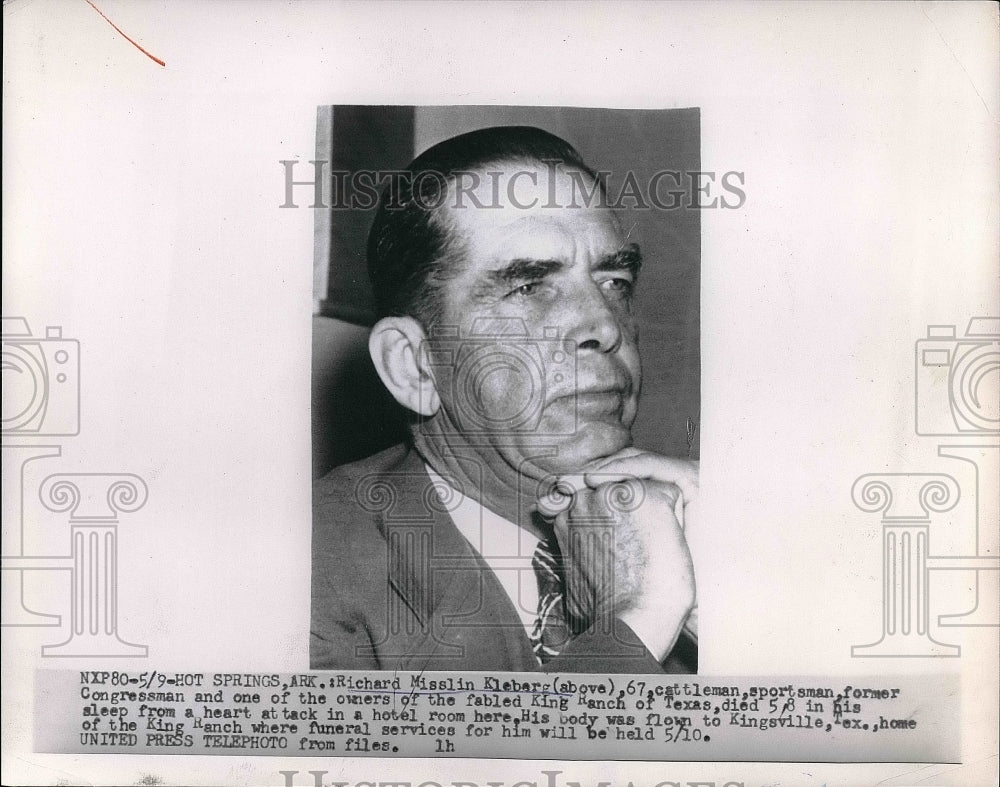 1955 Businessman &amp; Former Senator Richard Misslin Kleberg Dies - Historic Images