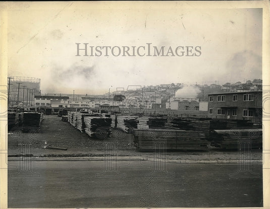 1945 Lumber stored by military forces in California  - Historic Images