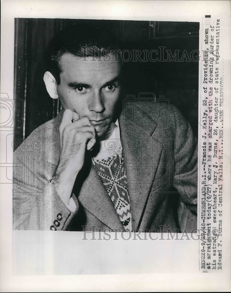 1948 Francis J. Kelly charged with drowning murder of Mary J. Burns - Historic Images
