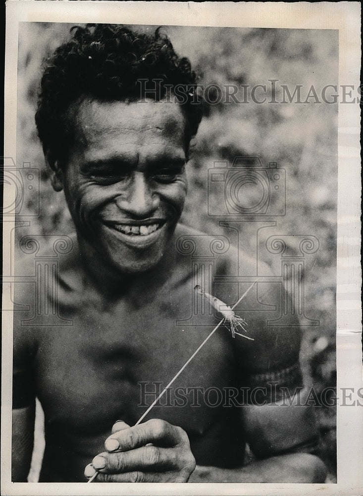 1948 Kavatarian hunter &amp; fisher in Trobrrand Islands  - Historic Images