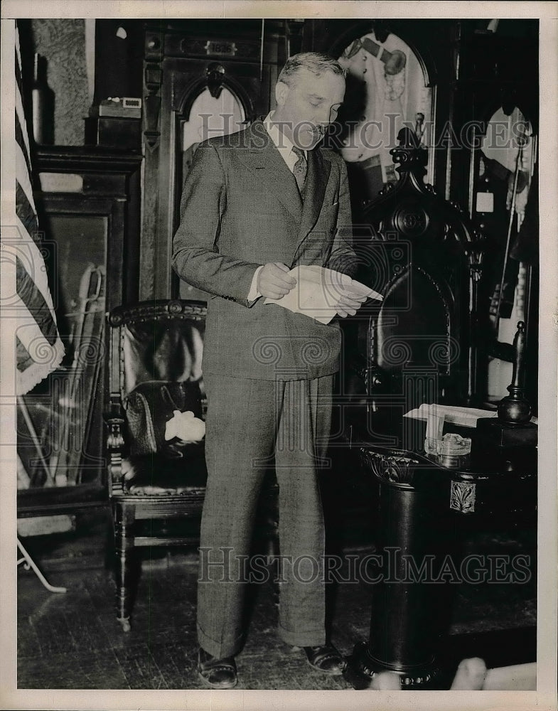 1936 Press Photo Joseph Franklin Shadoin Speaking Before Daughters Of Revolution - Historic Images