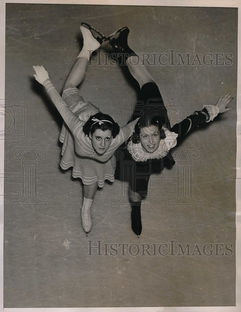 1935 Miss Catherine Durbrow and Miss Ardell Kloss at skating club - Historic Images