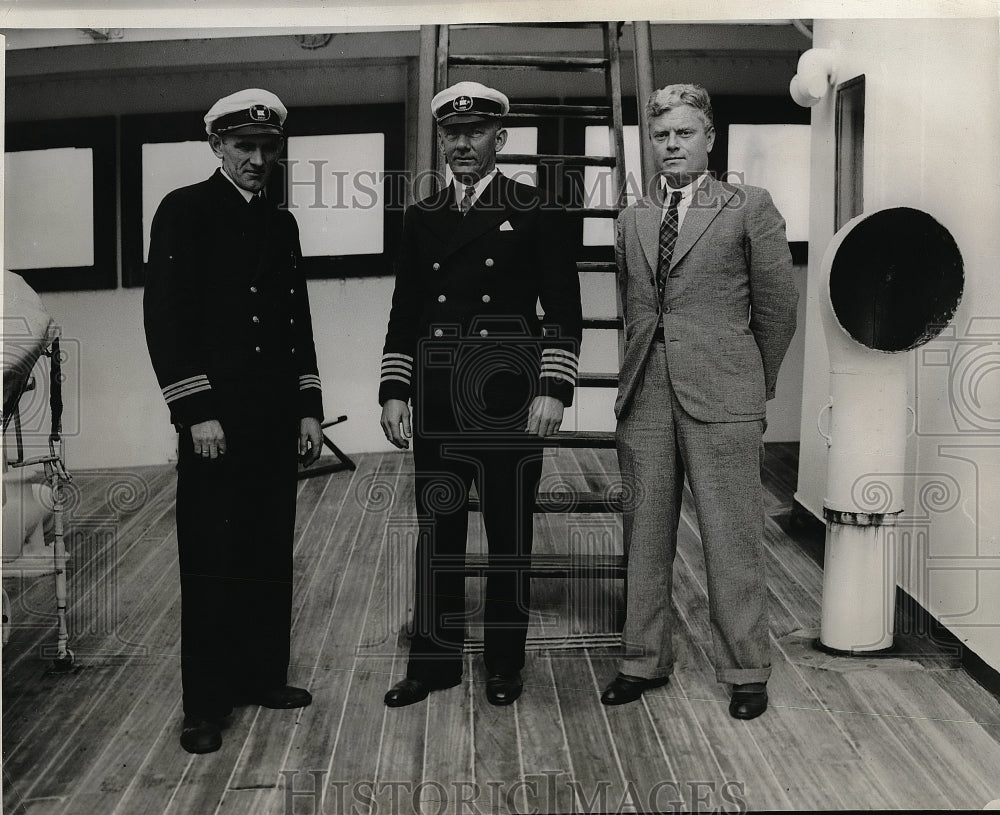 1937 Press Photo Leif Midboe, Capt. Fr. M. Lundberg, Capt. Jonas Lie Ruth - Historic Images