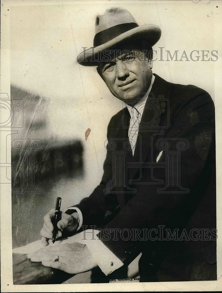 1926 Press Photo Robert Shingle, aspirant to Hawaiian Senate, visits San Fran - Historic Images