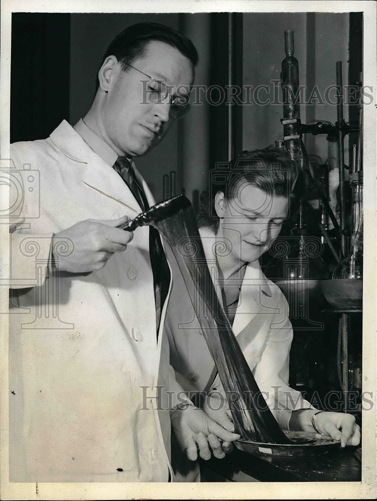 1942 Dr. Herbert Strong &amp; Dr. Marguerite Naps With Synthetic Plastic - Historic Images