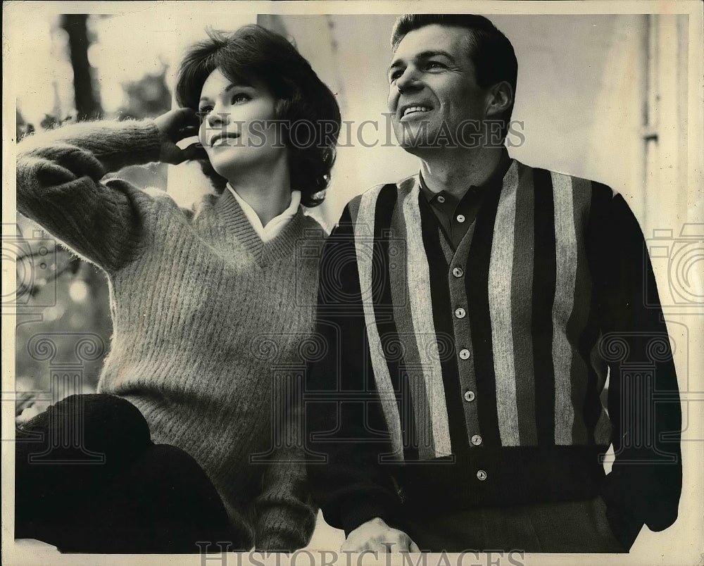 1962 Striped Cardigan fashion Style  - Historic Images