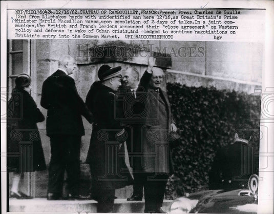 1963 Press Photo French Pres. Charles de Gaulle, Prime Minister Harold Macmillan - Historic Images