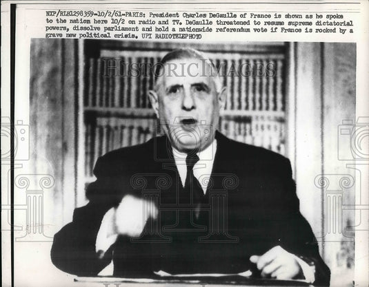 1961 President Charles DeGaulle of France  - Historic Images