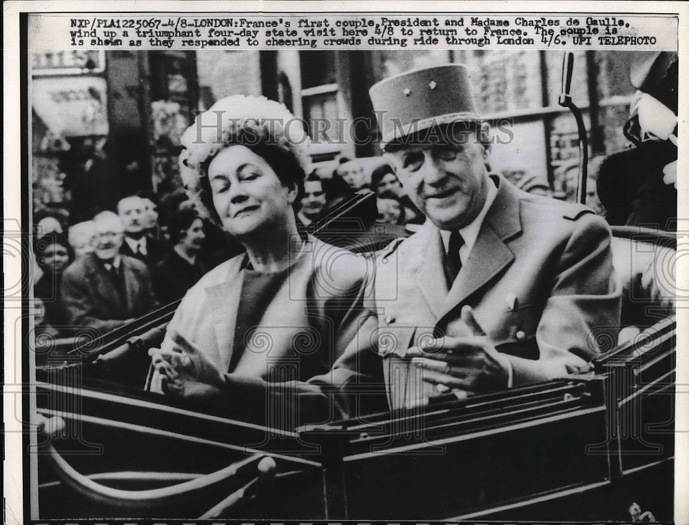 1960 France&#39;s First Couple President and Madame Charles de Gaulle - Historic Images