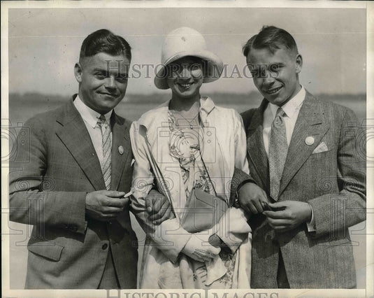 1930 Press Photo Carl Goetze Annamarice Gercken Dr. Hugo Haulen Jr. Balloonist-Historic Images