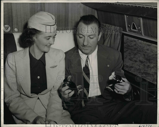 1941 Press Photo Arthur Donovan Boxing Referee & Stewardess Eleanor Allison - Historic Images