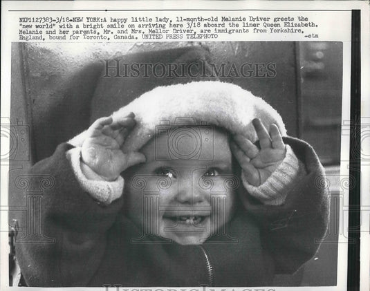 1957 Press Photo Melanie Driver Arriving from Yorkshire - Historic Images