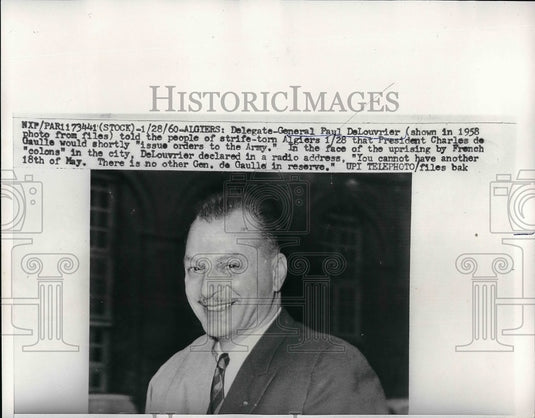 1960 French Delegate General Paul DeLouvrier  - Historic Images