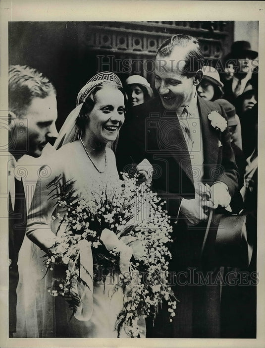 1934 Press Photo Brenda Pearson Marries Paul Willert At St Mark's Church - Historic Images