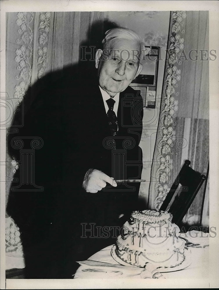 1938 John M. Williams Cutting Cake Celebrating 100th Birthday - Historic Images