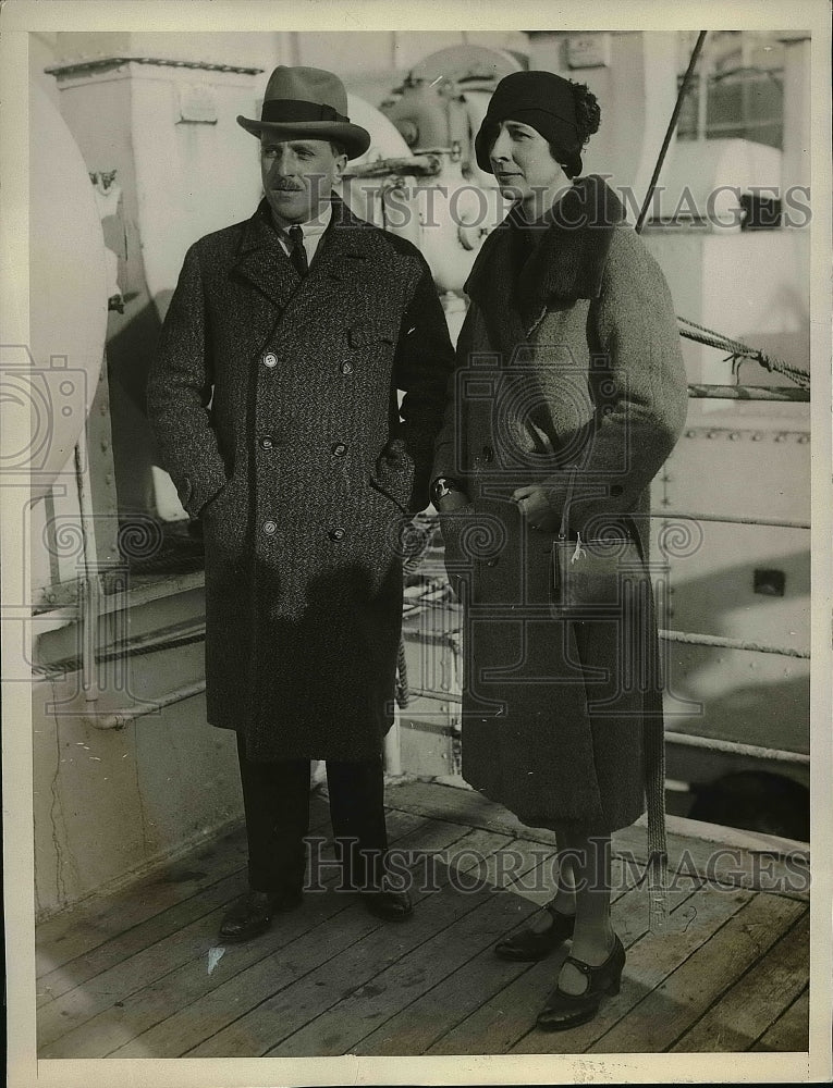 1929 Press Photo Duke &amp; Duchess ozzo di Borgo on SS Paris - Historic Images