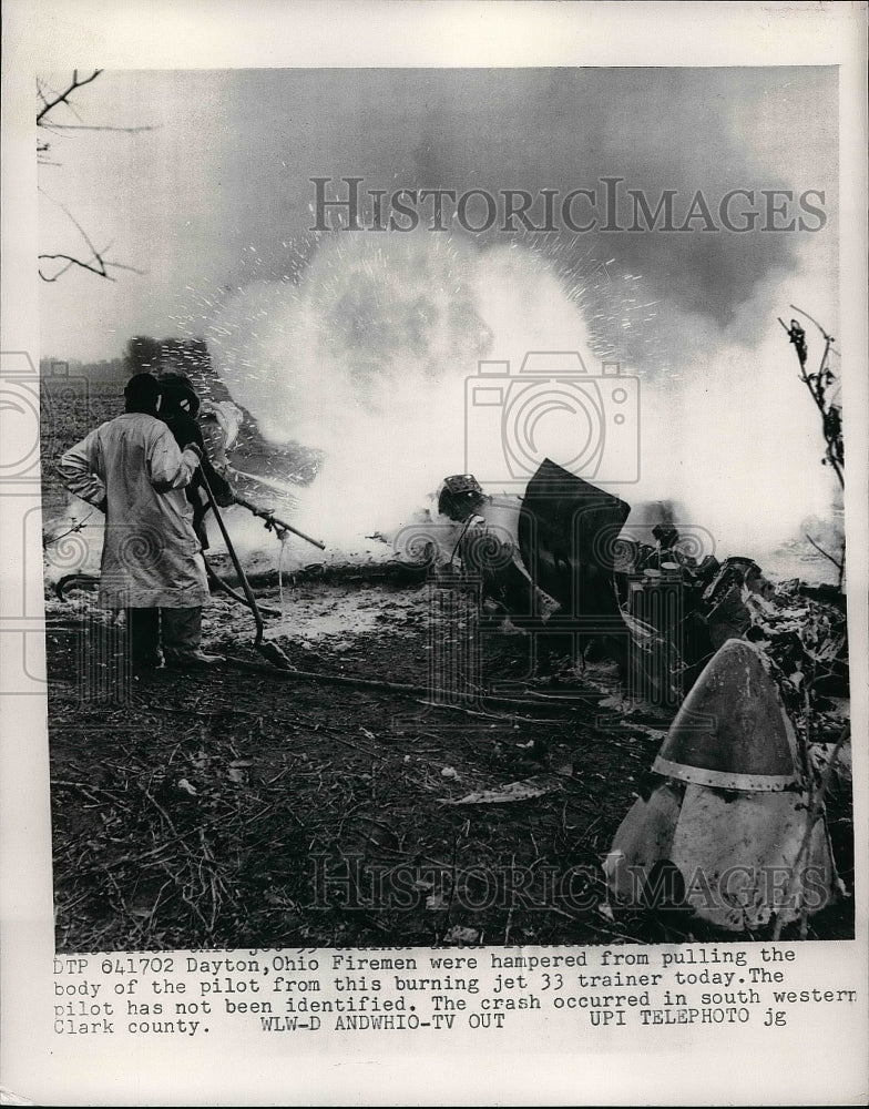 1959 Press Photo Firemen at Burning Jet Crash - nea53610 - Historic Images