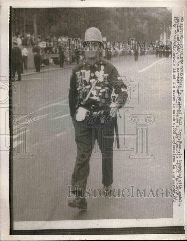 1958 Edias Paquette Wearing Medals During Legionaires Parade - Historic Images