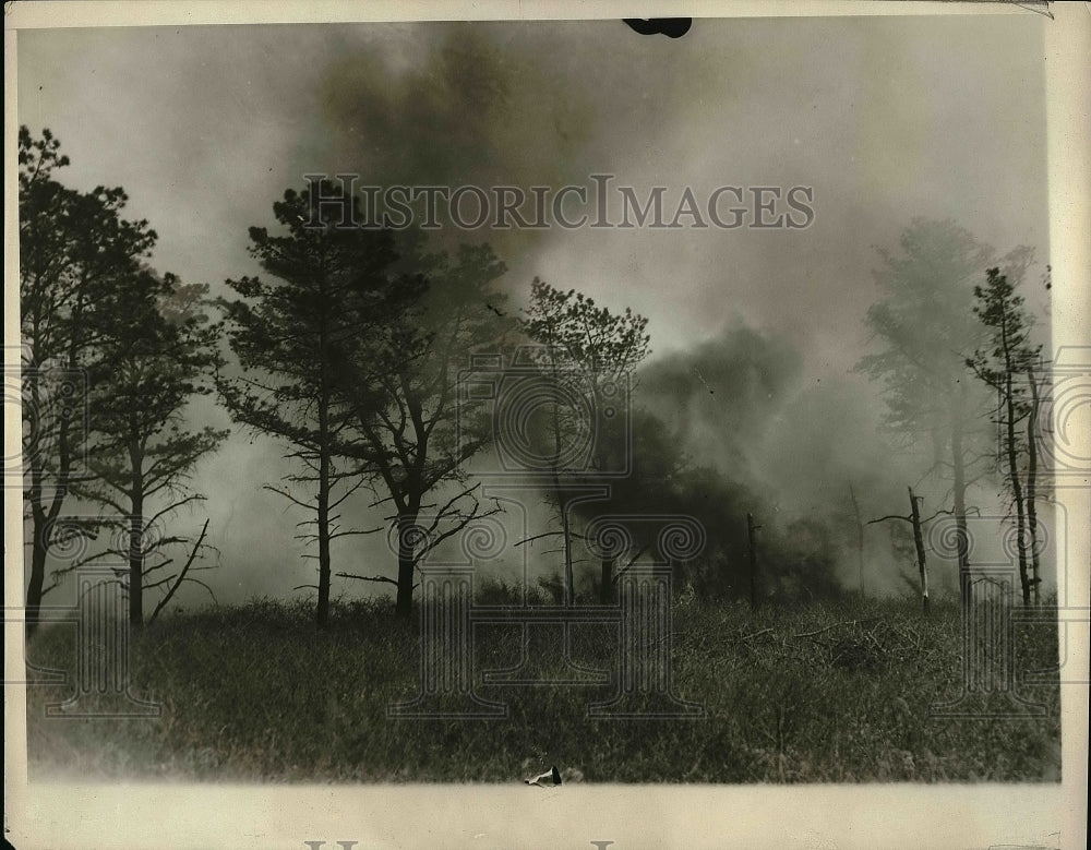 1930 Onrushing Flames At Pineaire, Long Island, New York  - Historic Images