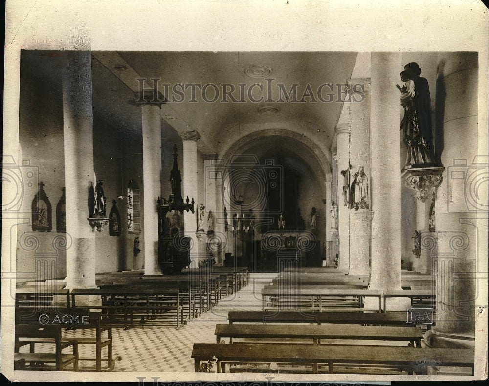 1927 Neuvilly Church Shows Few Scars Of War After Repairs - Historic Images