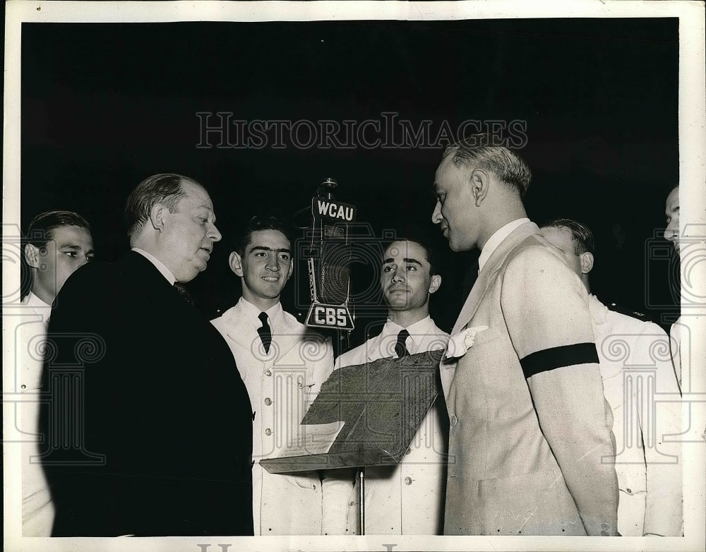 1937 Press Photo Philadelphia Mayor S. Davis Wilson &amp; Captain Alberto Luque - Historic Images