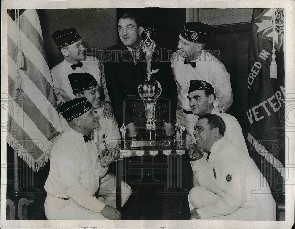 1935 Veterans Of Foreign Wars Post Members With First Aid Trophy - Historic Images