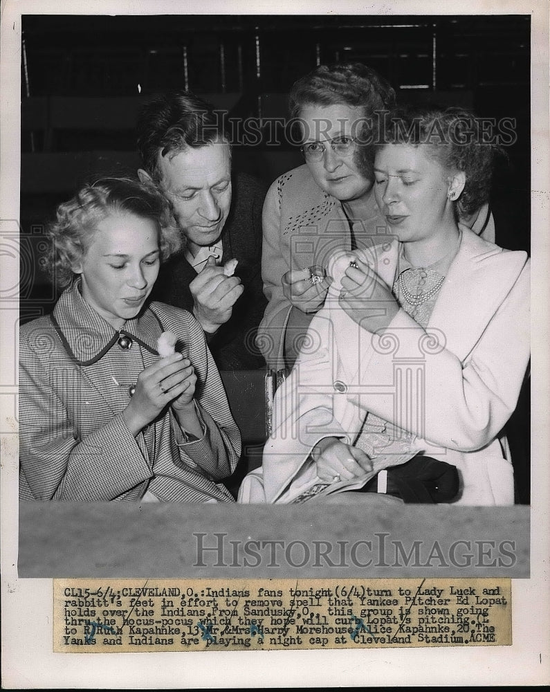 1952 Cleveland Indians Fans With Rabiits Feet for Luck  - Historic Images