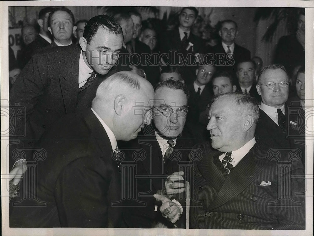 1938 Walter Liebman, James Farley, Congressman James Mead at meeting - Historic Images